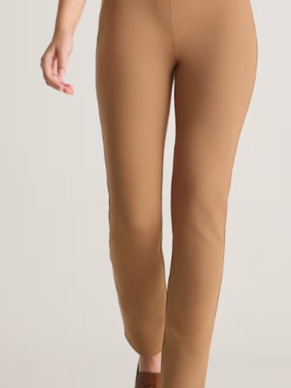 Quince Ultra-Stretch Ponte Straight Leg Pants-Roasted Pecan-Large- Inseam 28